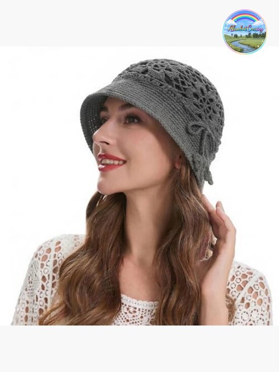 Handmade Crochet Knit Bucket Hat Floral Summer